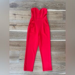 Express Strapless Red Jumpsuit